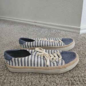 Stripe Sneakers with Denim Accents